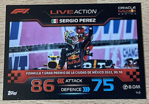 2023 - Turbo Attax - Trading Cards - Sergio Perez - F1 Live Action - Card 145