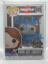 Load image into Gallery viewer, Good Guy Chucky 829 Child&#39;s Play 2 Funko Pop signed by Ed Gale the actor who played Chucky
