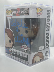 Good Guy Chucky 829 Child's Play 2 Funko Pop signed by Ed Gale the actor who played Chucky